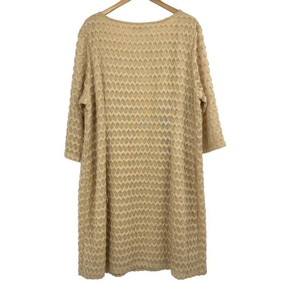 Sharagano Plus Size 24W Cafe Textured Zig Zag Belted Dress EUC $118 2458 Crochet - Picture 7 of 14